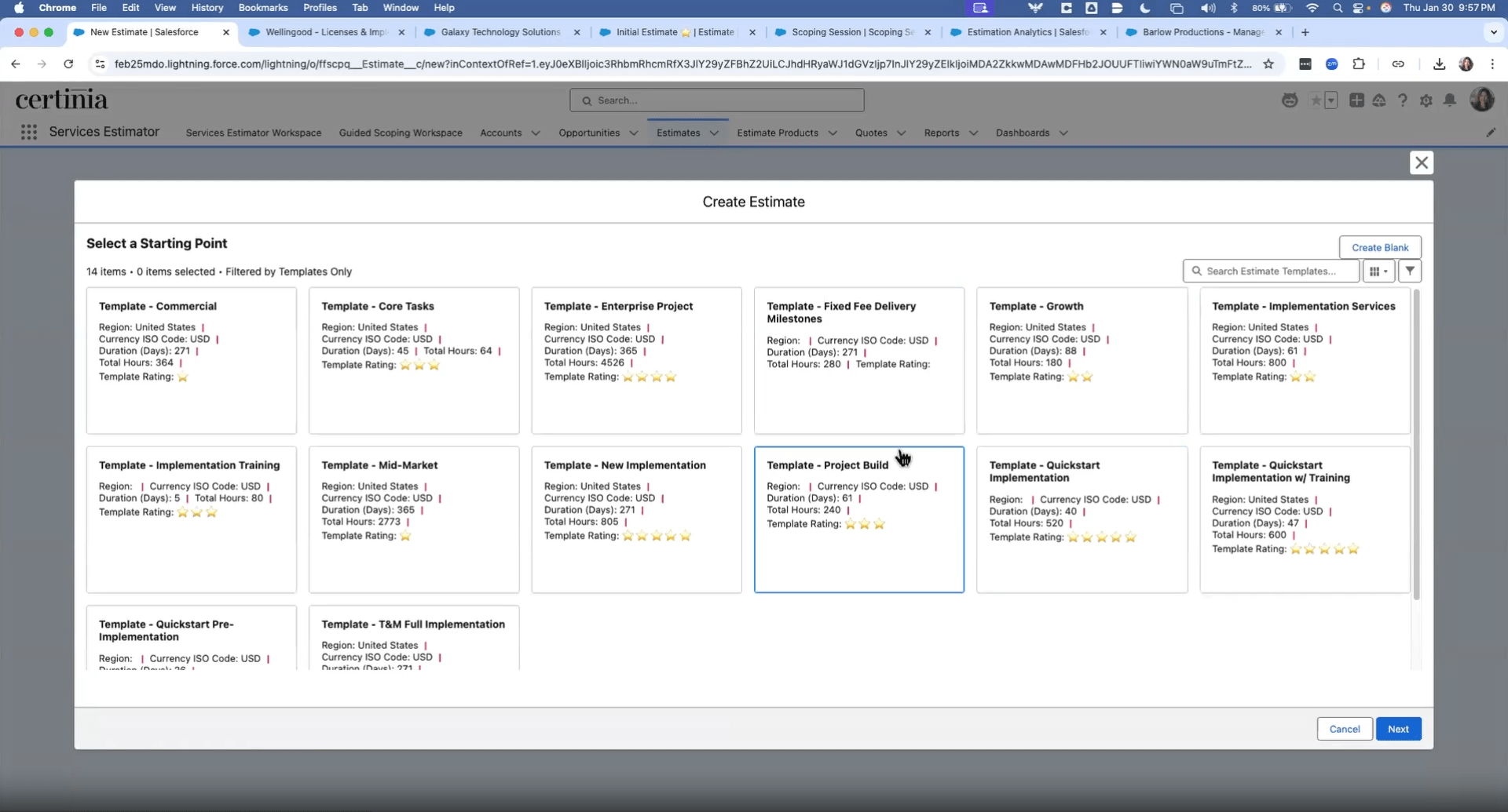 Services Estimator Templates