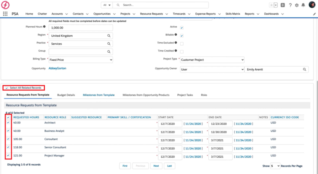 update the relevant project details